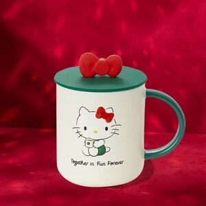 2025 Starbucks Sanrio Hello Kitty Mug with Red Bow and Green Lid
